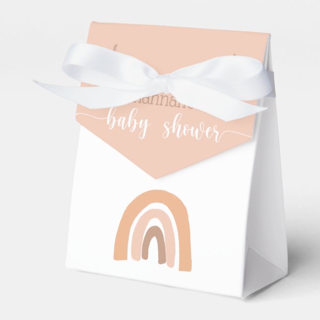 Boho Rainbow Pink Baby Girl Shower Thank You Favou Favor Box (Front Side)