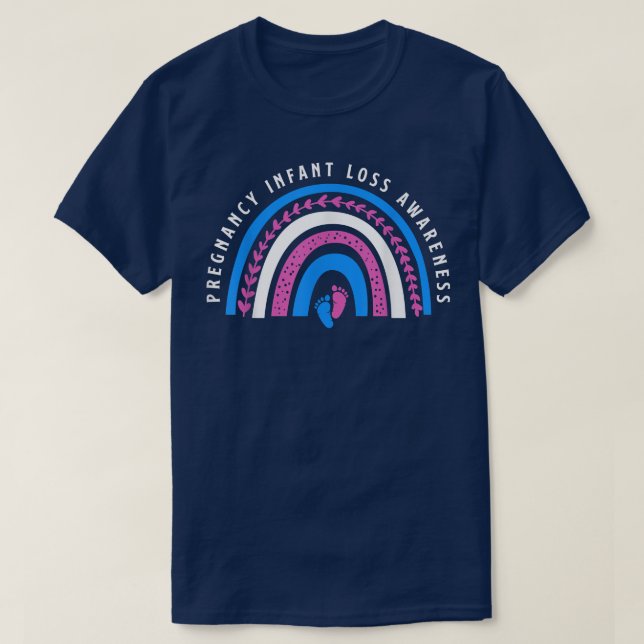 Boho Rainbow Pink Blue Pregnancy Infant Loss Aware T-Shirt (Design Front)
