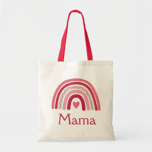 Boho Rainbow Pink Heart Mama  Tote Bag