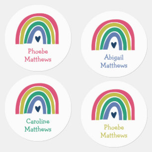 Boho Rainbow Pink Navy Name Iron On Clothing