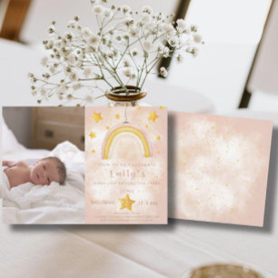 Boho rainbow pinky magic dust gold stars Party Invitation