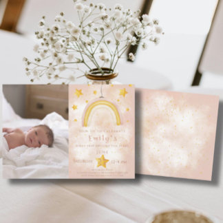 Boho rainbow pinky magic dust gold stars Party Invitation