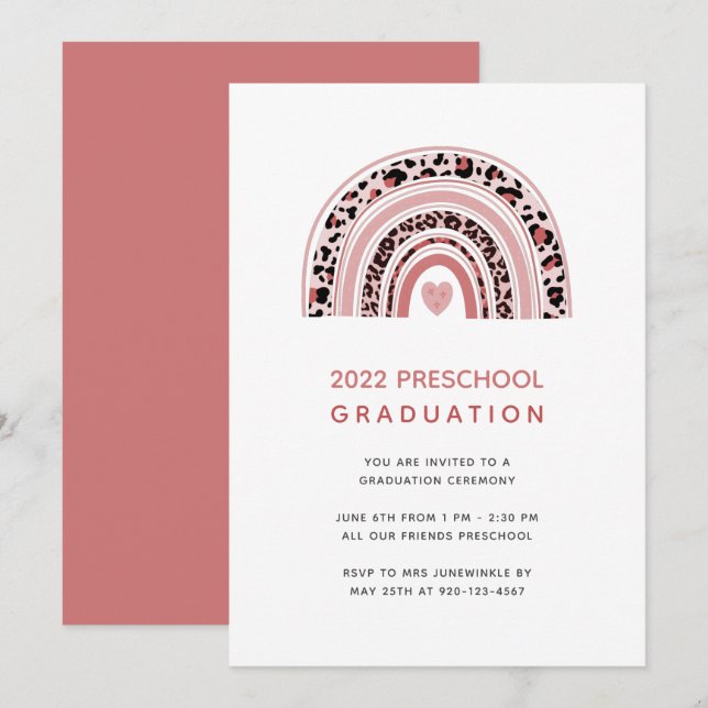 Boho Rainbow Preschool Graduation Invitation (Front/Back)