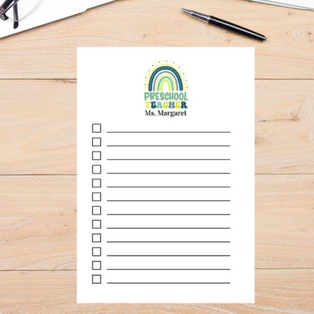 Boho Rainbow Preschool teacher green blue Post-it Notes (Creator Uploaded)