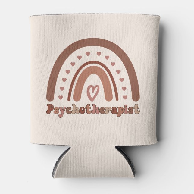 Boho Rainbow Psychotherapist Therapist Can Cooler (Front)
