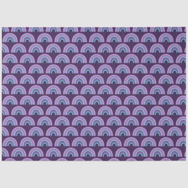 Boho Rainbow Purple and Turquoise Blue Tissue Paper (Front)