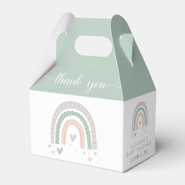 Boho Rainbow Sage Baby Shower Favor Box (Front Side)