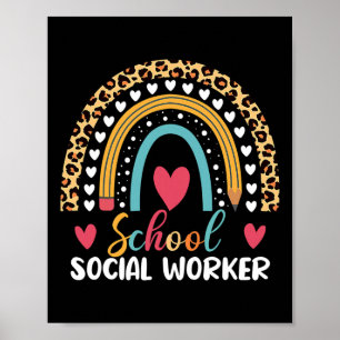 Boho Rainbow School School Social Worker Poster