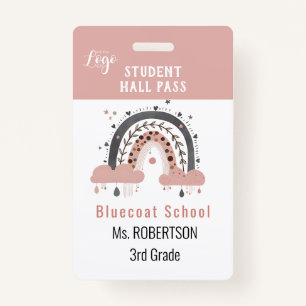 Boho rainbow School teacher or student pass Badge