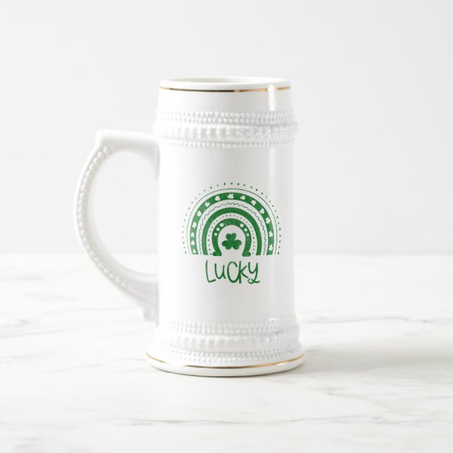 Boho Rainbow St.Patrick's Day Beer Mug (Left)