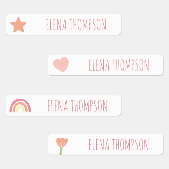 Boho Rainbow Star School Étiquettes de garderie (Groupe)