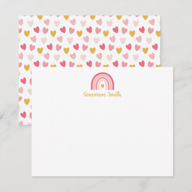 Boho Rainbow Stationery Note Card (Front/Back)