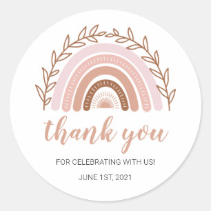 Boho Rainbow Stickers, Birthday Shower Stickers