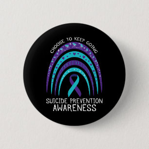 Boho Rainbow Suicide Awareness Mental Health 2 Inch Round Button