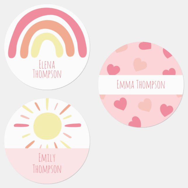 Boho Rainbow Sun Étiquettes de garderie (Groupe)