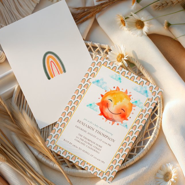 Boho Rainbow Sunshine Gender Neutral Baby Shower Invitation (Creator Uploaded)