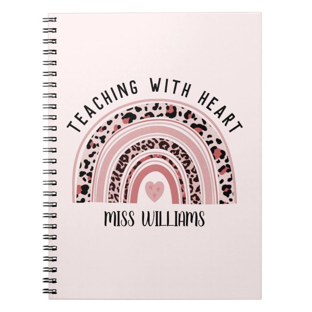 Boho Rainbow Teacher Appreciation Spiral  Notebook (Front)