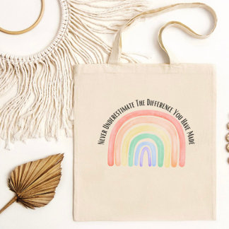 Boho rainbow teacher appreciation watercolour  tote bag