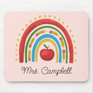 Boho Rainbow Teacher Christmas Gift Custom Name  Mouse Pad