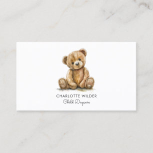 Boho Rainbow Teddy Bear Child Daycare Business Card