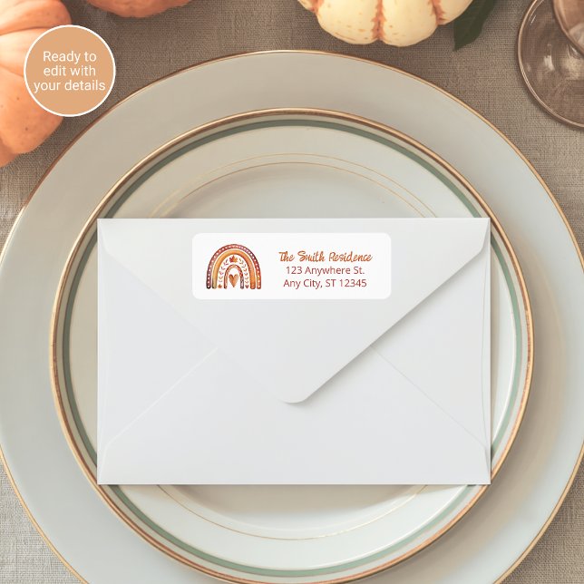 Boho Rainbow Terracotta Baby Shower Return Address (Creator Uploaded)