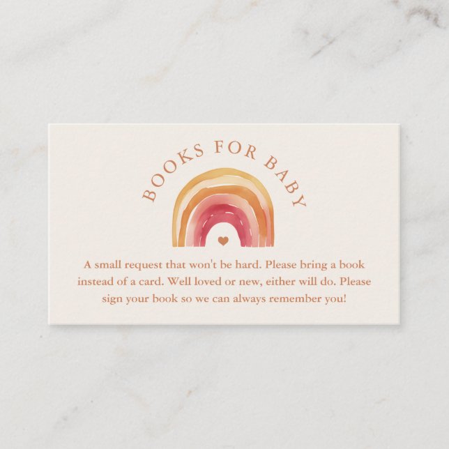 Boho Rainbow Terracotta Books for Baby Enclosure Card (Front)