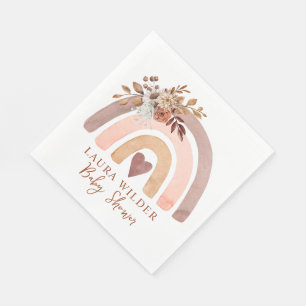 Boho Rainbow Terracotta Brown Rust Baby Shower Napkin