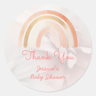 Boho Rainbow Terracotta Personalized Baby Shower Classic Round Sticker