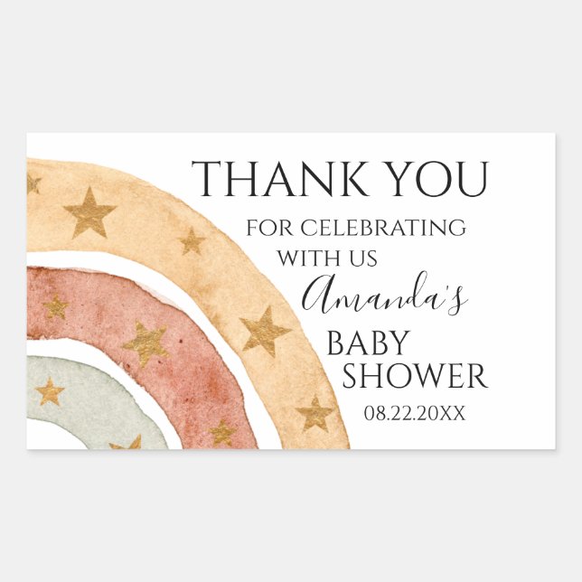 Boho Rainbow Thank You Baby Shower   Sticker (Front)