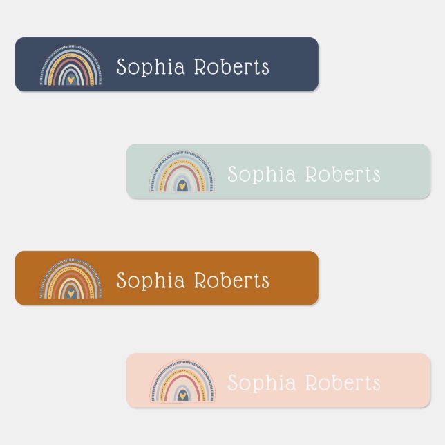 Boho Rainbow Theme Waterproof Kids Name Labels (Group)