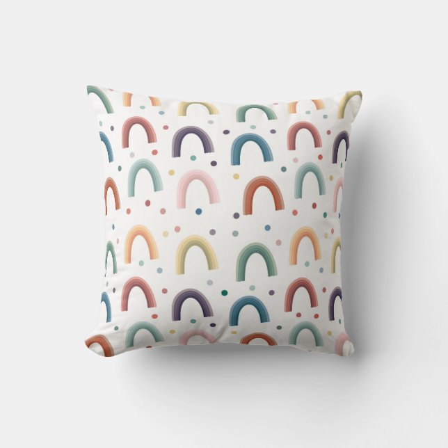 Boho Rainbow Throw Pillow (Front)