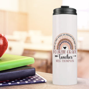 Boho Rainbow Tumbler for 4th Grade Teacher