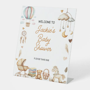 Boho Rainbow Watercolor Baby Shower Pedestal Sign