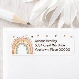 Boho Rainbow Watercolor Baby Shower Return Address