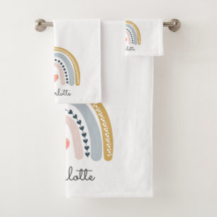 Boho Rainbow Watercolor Girl's  Bath Towel Set