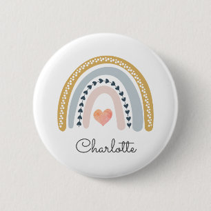Boho Rainbow Watercolor Nursery 2 Inch Round Button