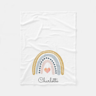 Boho Rainbow Watercolor Nursery Fleece Blanket