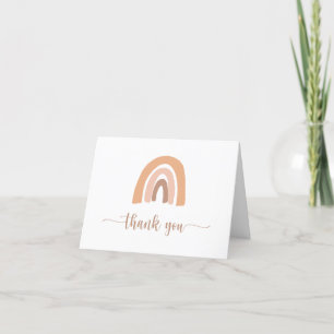 Boho Rainbow Watercolor Pink Neutral Thank You