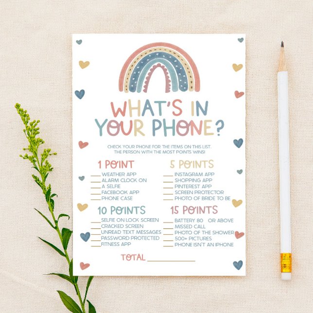 Boho Rainbow What's in Your Phone Baby Shower Game (Creator Uploaded)