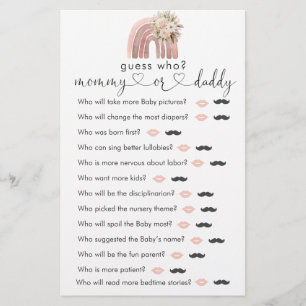  Boho Rainbow Wishes For Baby  "Guess Who" Game