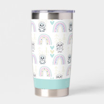 Boho Rainbow With Pastel Hearts Cute Yeti 