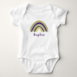 Boho Rainbow with Personalized Name in Green Baby Bodysuit