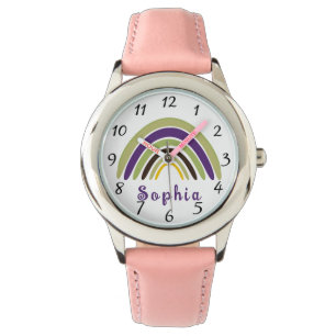 Boho Rainbow with Personalized Name in Green  Watch