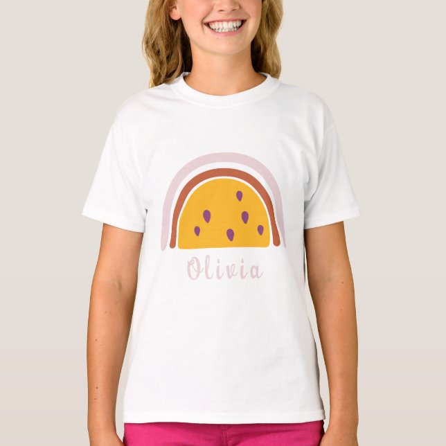 Boho Rainbow with Personalized Name Yellow T-Shirt (Front)