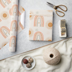 Boho rainbow wrapping paper