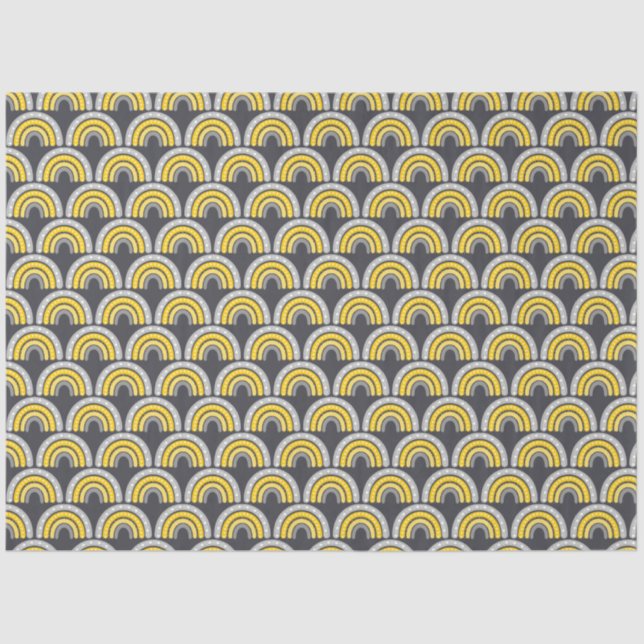 Boho Rainbow Yellow and Grey Tissue Paper (Front)