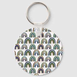 Boho Rainbows Blue Green and Brown  Keychain