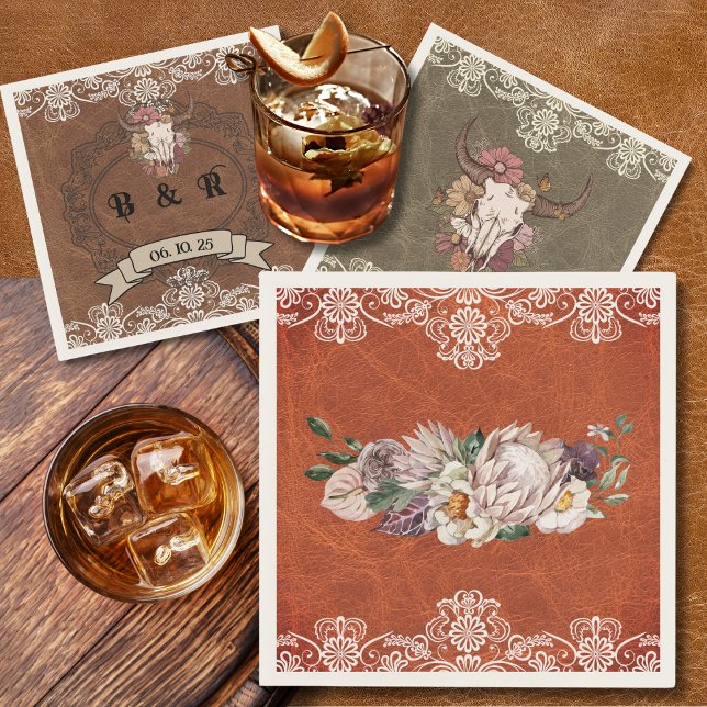 Boho Ranch Floral Wedding Paper Cocktail Napkin (Creator Uploaded)