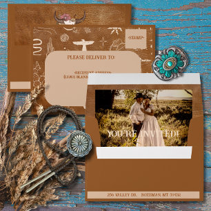 Boho Ranch Wedding Photo Invitation Envelope