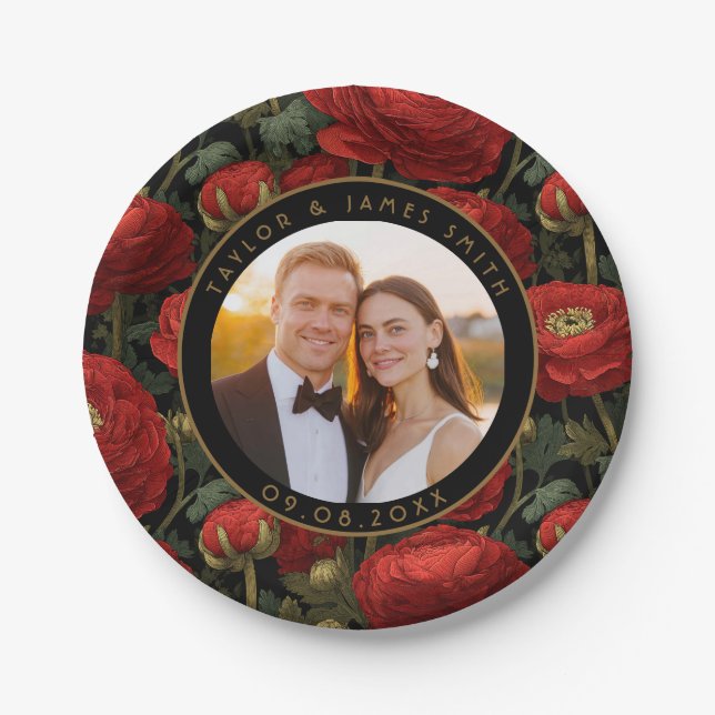 Boho Ranunculus Plates For Simple Wedding Party (Front)
